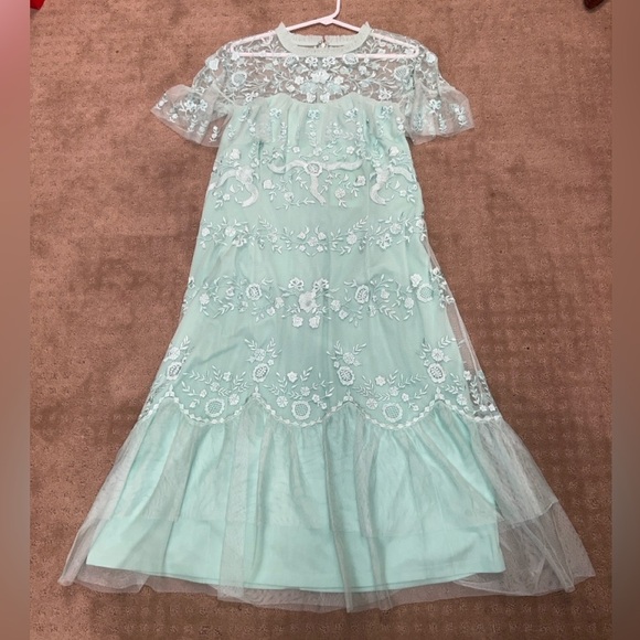 MAC DUGGAL A35147 NWT Embroidered Ruffled Cap Sleeve Midi Dress - Picture 5 of 8